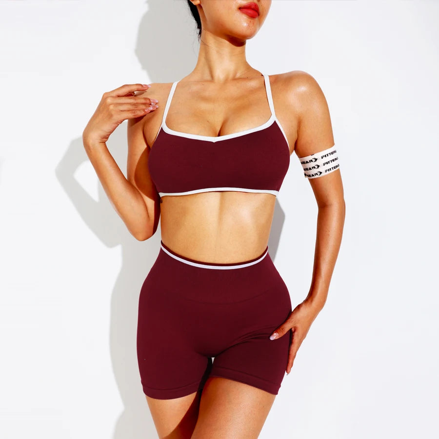 Women Sports Bra Shorts Set Sportswear Woman Gym Yoga Clothes Seamless Workout Shorts Leggings Women's Tracksuit w/Tummy Control