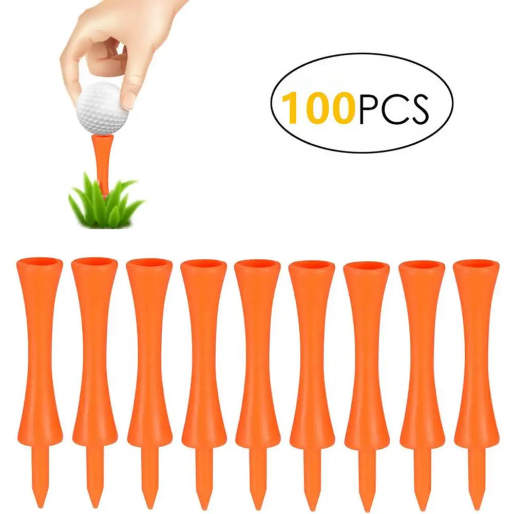 100Pcs/Set Plastic Golf Tees Wear-resisting Stable Creative 70mm Orange Plastic Golf Tees Sporting Devices for Home