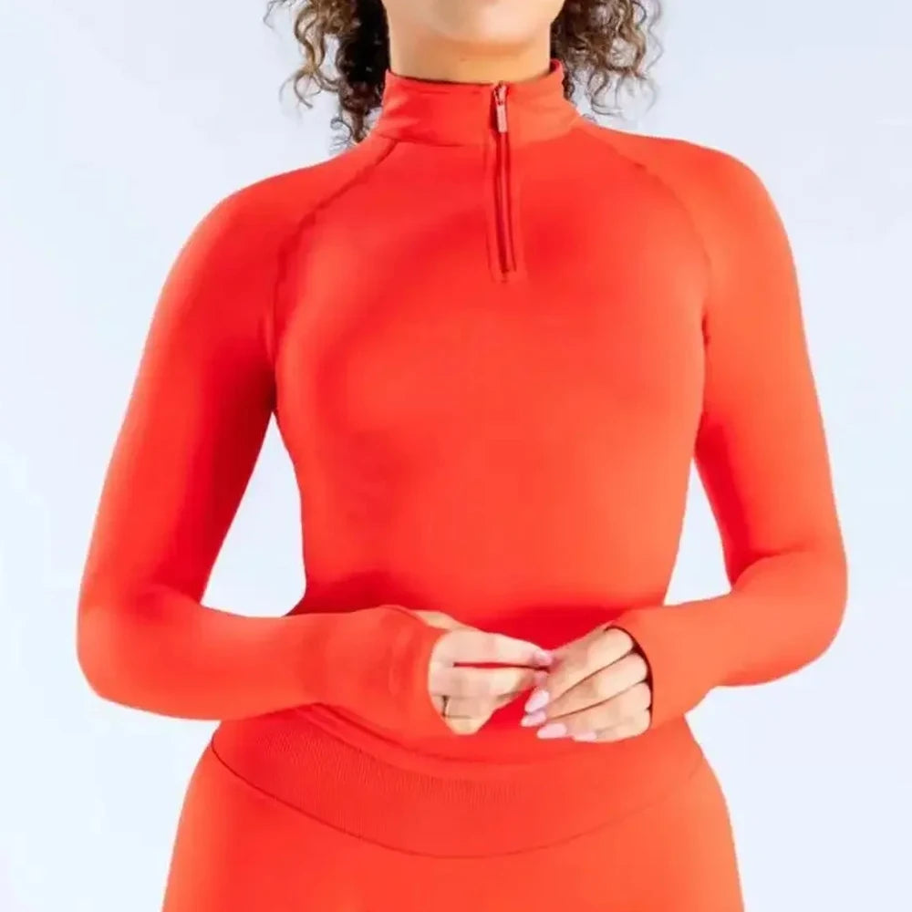 Impact Half Zippy Gym Top Long Sleeve Jacket Yoga Clothing Women Seamless Sports Shirts Fitness Workout Pilates Clothes