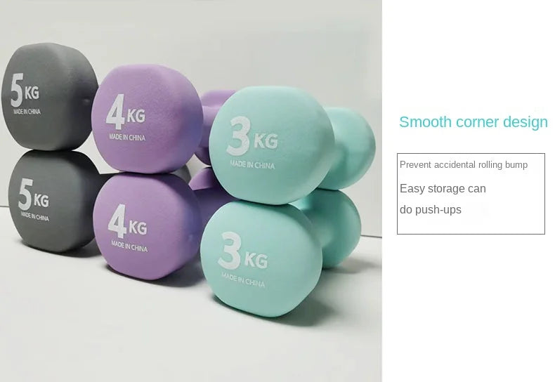 Yoga Flat Head Scrub Impregnated Plastic Dumbbells For Men And Women Home Exercise Sports Equipment Solid Cast Iron Dumbbells