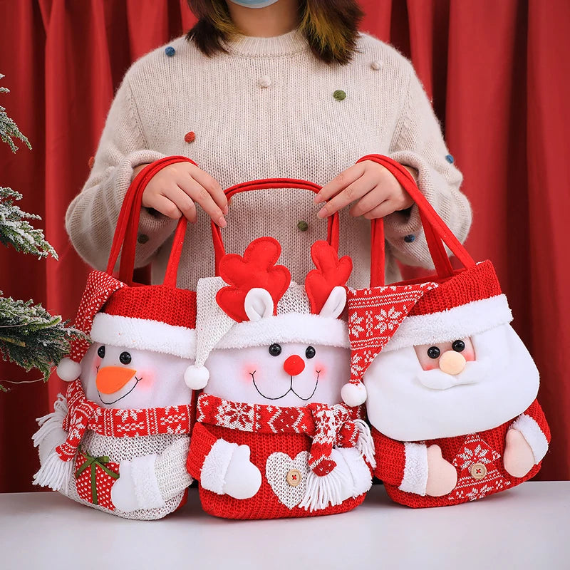 Hot Sale Christmas Gift Bag Christmas Eve Cartoon Candy Gift Bags Can Be Used for The Big Holiday Christmas Tote Bags