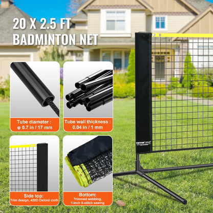 VEVOR 20FT Adjustable Badminton & Volleyball Net Set