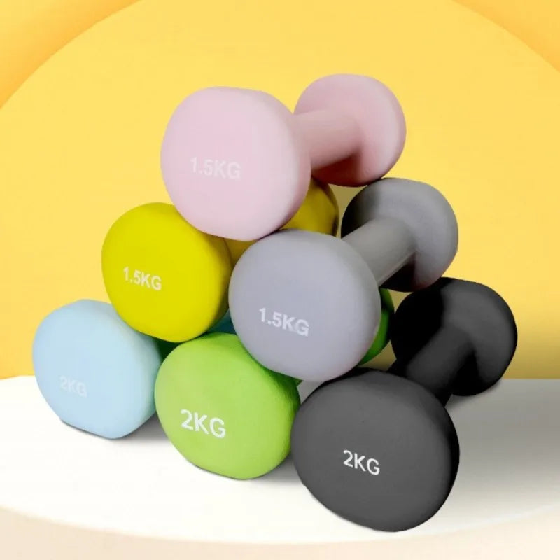 Yoga Flat Head Scrub Impregnated Plastic Dumbbells For Men And Women Home Exercise Sports Equipment Solid Cast Iron Dumbbells