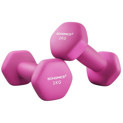 SONGMICS Dumbbell dumbbells (Set of 2 Neoprene Coating Dumbbell Set Short dumbbells Hexagon) 1KG-2KG-3KG-4KG-5KG