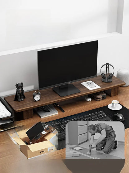 Elevated  Wood Cuter Monitor Stand Desk Base Home Office Desktop Organizer Ra Adjustable Height No Installation