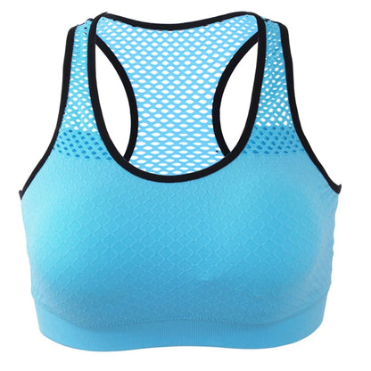 Sports Bra Breathable Mesh Hollow Out Sport Top Seamless Fitness Yoga Bras Women Gym Top Running Vest Shockproof Crop Top