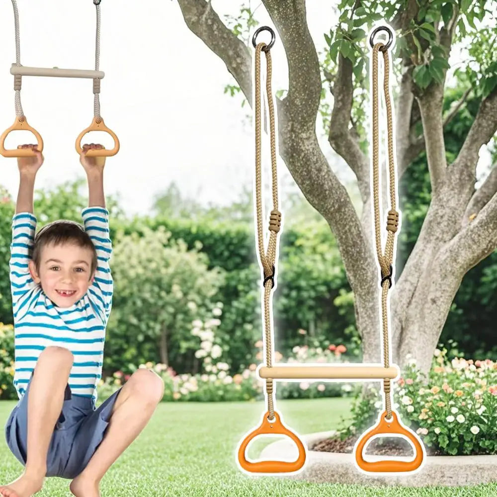 Trapeze Swing Gym Equipment Rings Bar Adjustable Sensory Ergonomic Stable Game For Kids Adults Children Backyard Playground