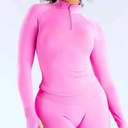 Impact Half Zippy Gym Top Long Sleeve Jacket Yoga Clothing Women Seamless Sports Shirts Fitness Workout Pilates Clothes