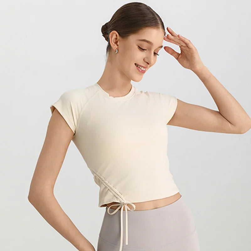 Women Yoga Clothes Slim Yoga T-shirt Breathable Comfort Fitness Crop Top Professional Running Fitness Pilates Training Clothes