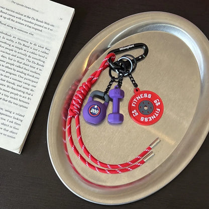 Mini Barbell Plates Key Chain with D-shaped Buckle Kettlebells Simulation Dumbbells Keyring Water Cups Creative