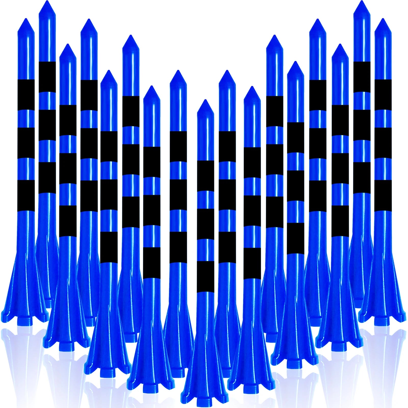 Golf Tees Plastic Unbreakable 5 Prongs Head Tee with Stripe Markers 50pcs,83mm70mm Long Ball Holder Low Friction Less Resistance