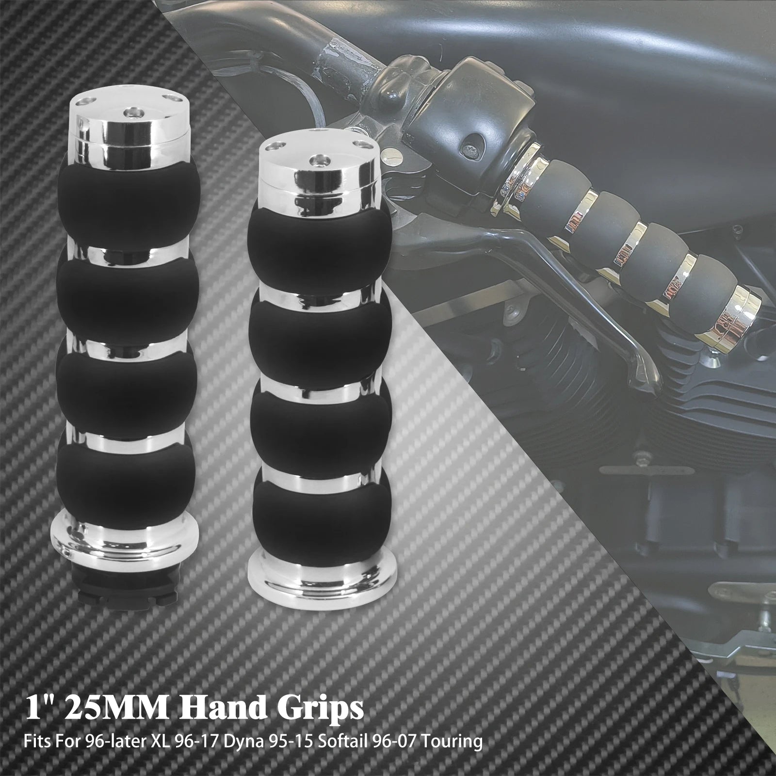 Motorcycle Hand Grips 1" 25mm Handlebar Handle Bar Universal For Harley Sportster XL1200 Touring Street Glide FLHR Dyna FXDL FLS