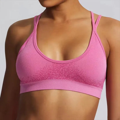 Ignite Cross Back Sports Bra Women Padded Yoga Bras Halter Fitness Gym Crop Top Running Impact Seamless Bra Workout Yoga Top