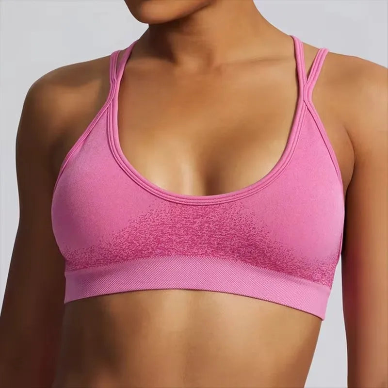 Ignite Cross Back Sports Bra Women Padded Yoga Bras Halter Fitness Gym Crop Top Running Impact Seamless Bra Workout Yoga Top
