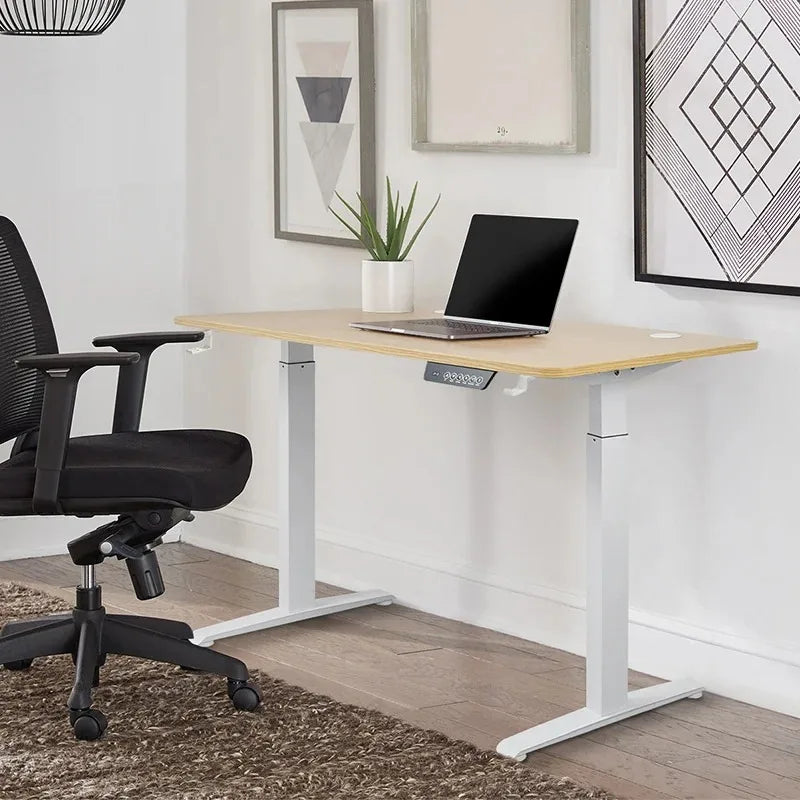Electric Stand Up Desk Workstation Whole-Piece Desktop With Cup and headphone holder Ergonomic Height Adjustable Standing Desk