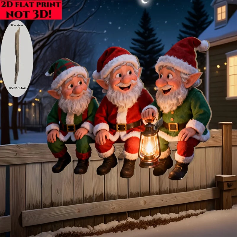 1pcs Christmas Fence Ornaments Dwarf Santa Clause Colors Outdoor Garden Decorations 2026 New Year Charming Christmas Ornaments