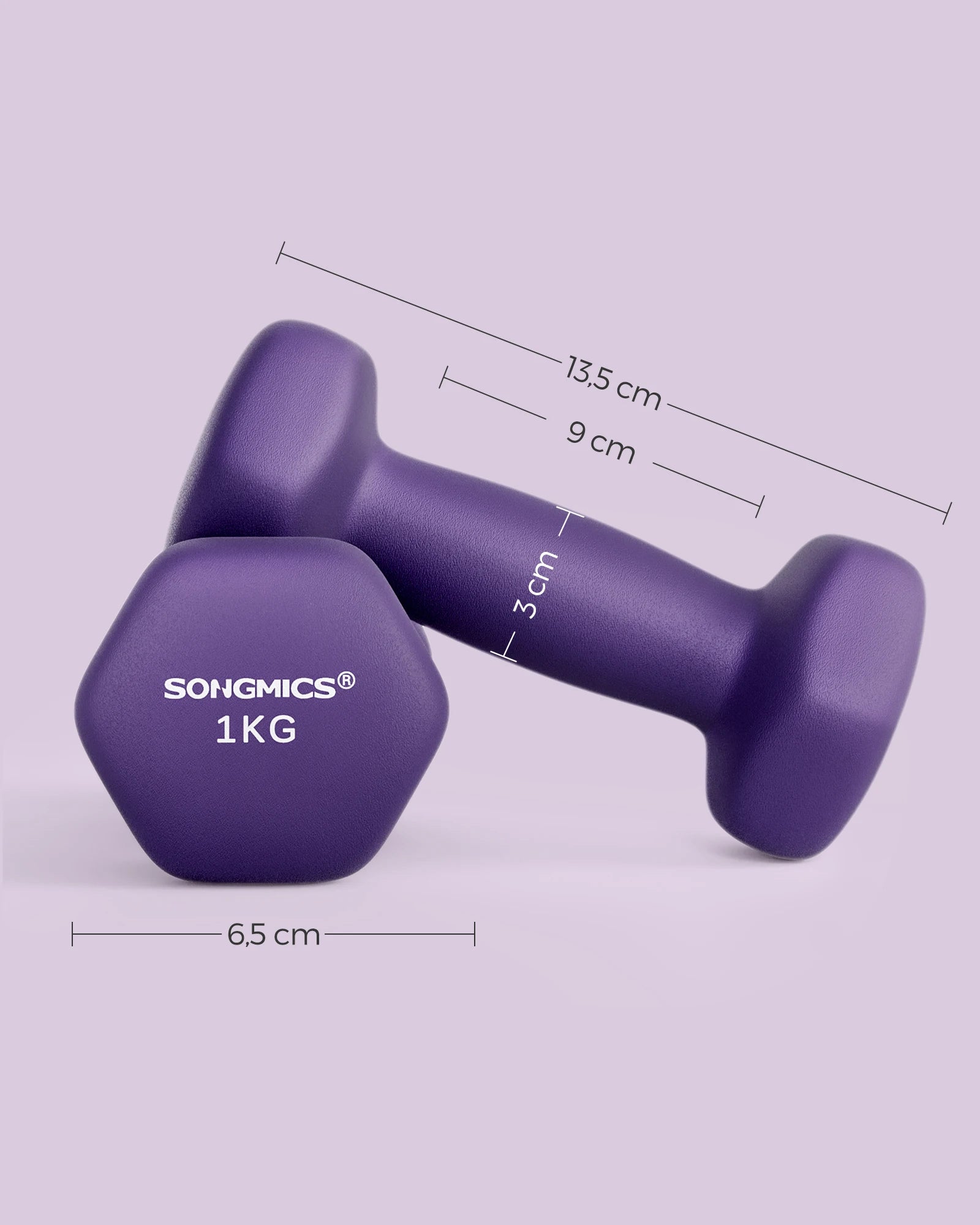 SONGMICS Dumbbell dumbbells (Set of 2 Neoprene Coating Dumbbell Set Short dumbbells Hexagon) 1KG-2KG-3KG-4KG-5KG
