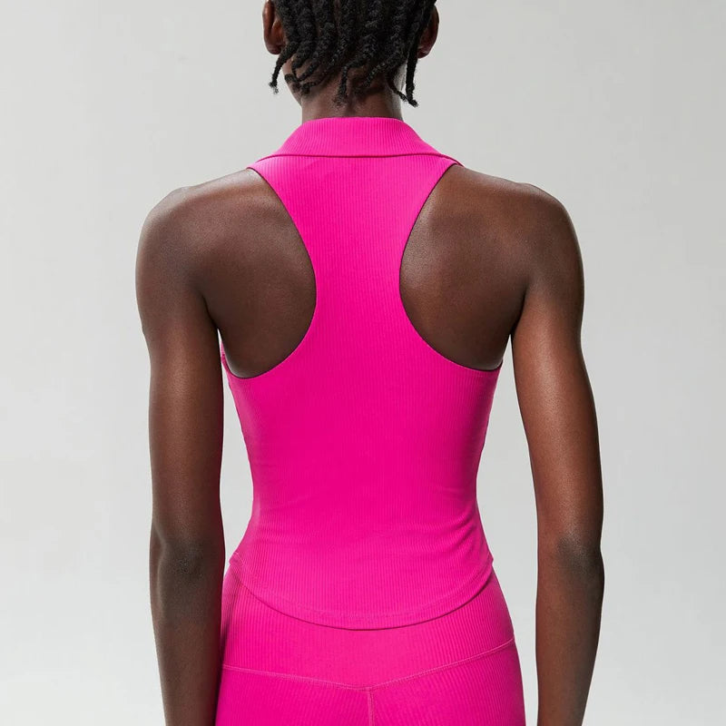 Sleeveless Fitness Yoga Shirt Women Summer Slim Fit V-Neckline Gym Running Top Breathable Quick Dry Sportswear Workout Clothes