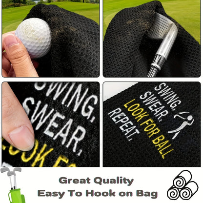 Funny Microfiber Premium Golf Towel, Embroidered Golf Towels for Golf Bags for Men&Women, Golf Accessories for Men Golfers