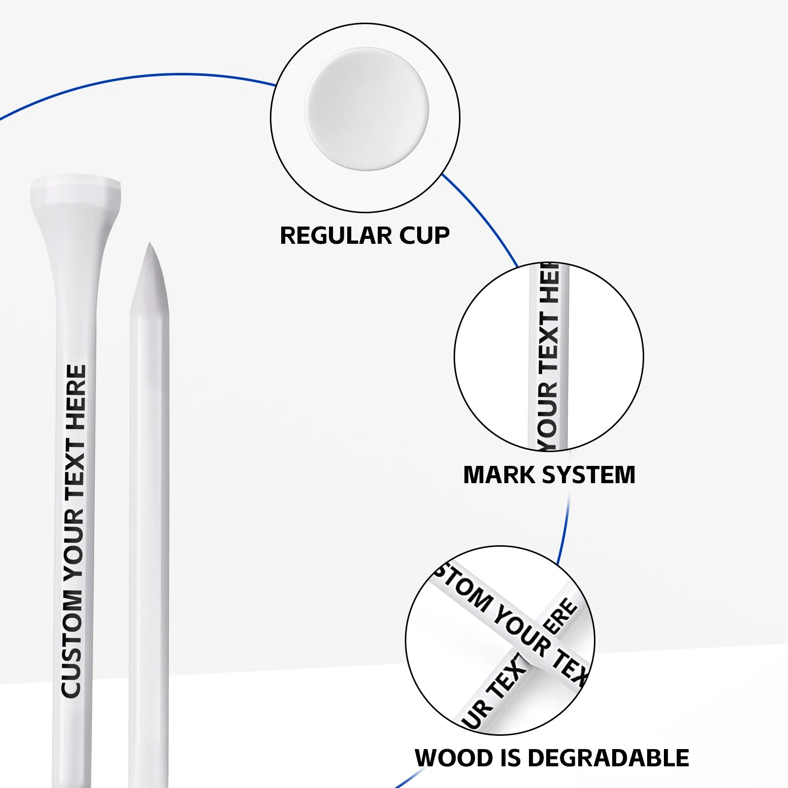 Personalized Custom Golf Tees - Choose Font and Color - Gift Set - Sets of 50,100 or 200 Tees ﻿