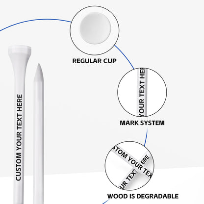 Personalized Custom Golf Tees - Choose Font and Color - Gift Set - Sets of 50,100 or 200 Tees ﻿