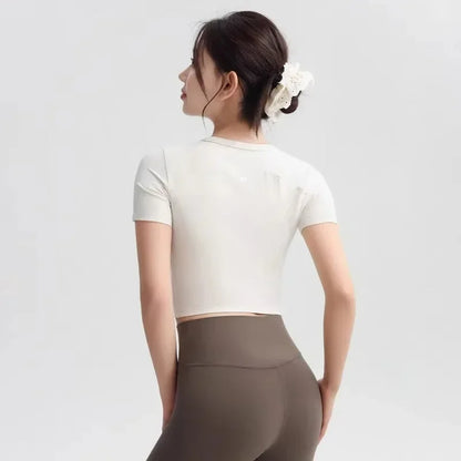 Yoga Clothing Tops Breathable Running Fitness Clothing T-Shirt Tight Athletic Short Sleeve Women