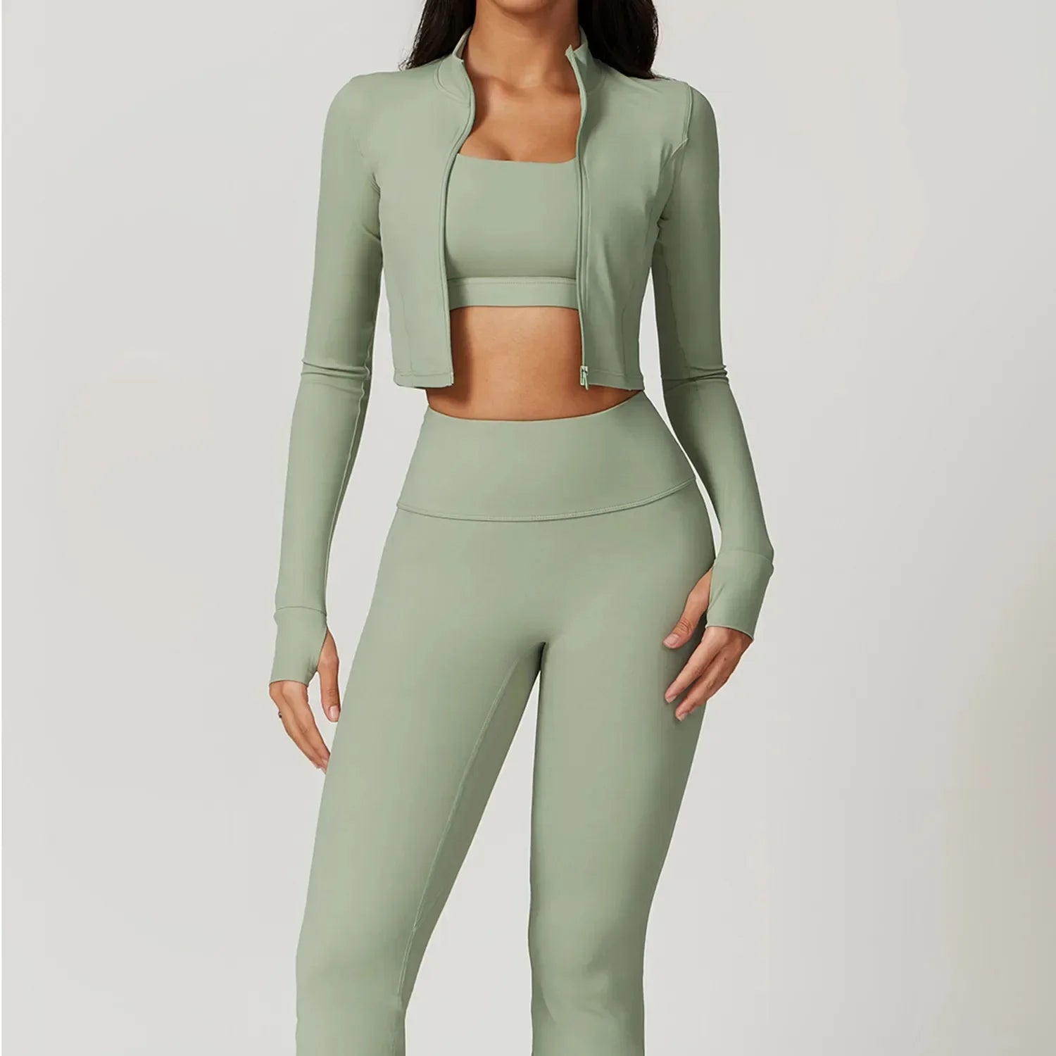 Womens Yoga Outfit Three Pieces Suits Vest Set Exercise Close-Fitting Fitness Wear Running Elastic Workout Tracksuit