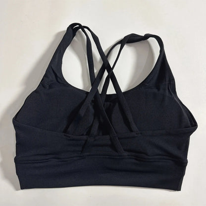 Solid Color Women Cross Back Fitness Underwear Soft Fitness Sport Bra Top Gym Yoga Athletic Workout With Chest Pad Comprehensive