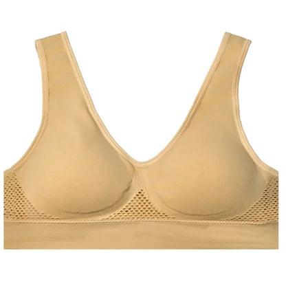 Sexy Womens Sport Bra Shockproof Running Padded Mesh Wireless Vest Top Solid Breathable Girl Yoga Push Up Training Bra Underwear