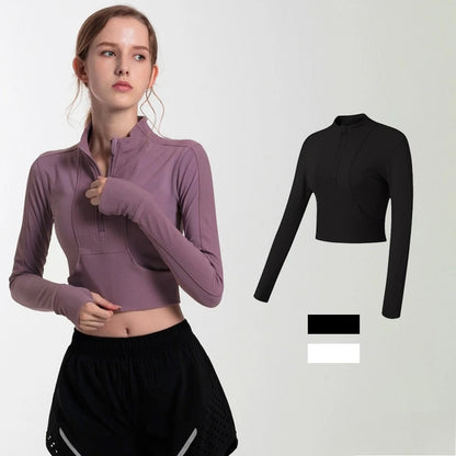 Yoga Sports Tops Jacket Half Zip Tight Long Sleeve Running Fitness Clothes Training Yoga Clothing Jacket