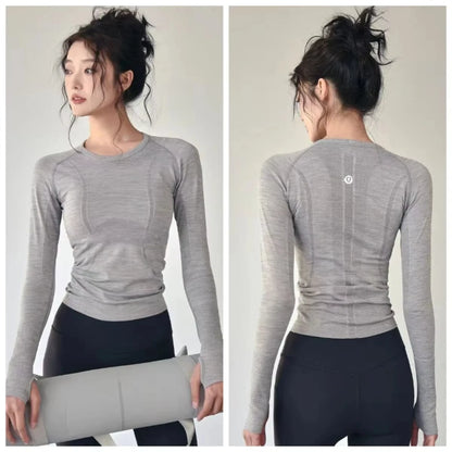 Yoga Clothes Trendy Brand Women's Sports Long-sleeved Tops Spring and Summer Slim Running Pilates Training Fitness Clothes