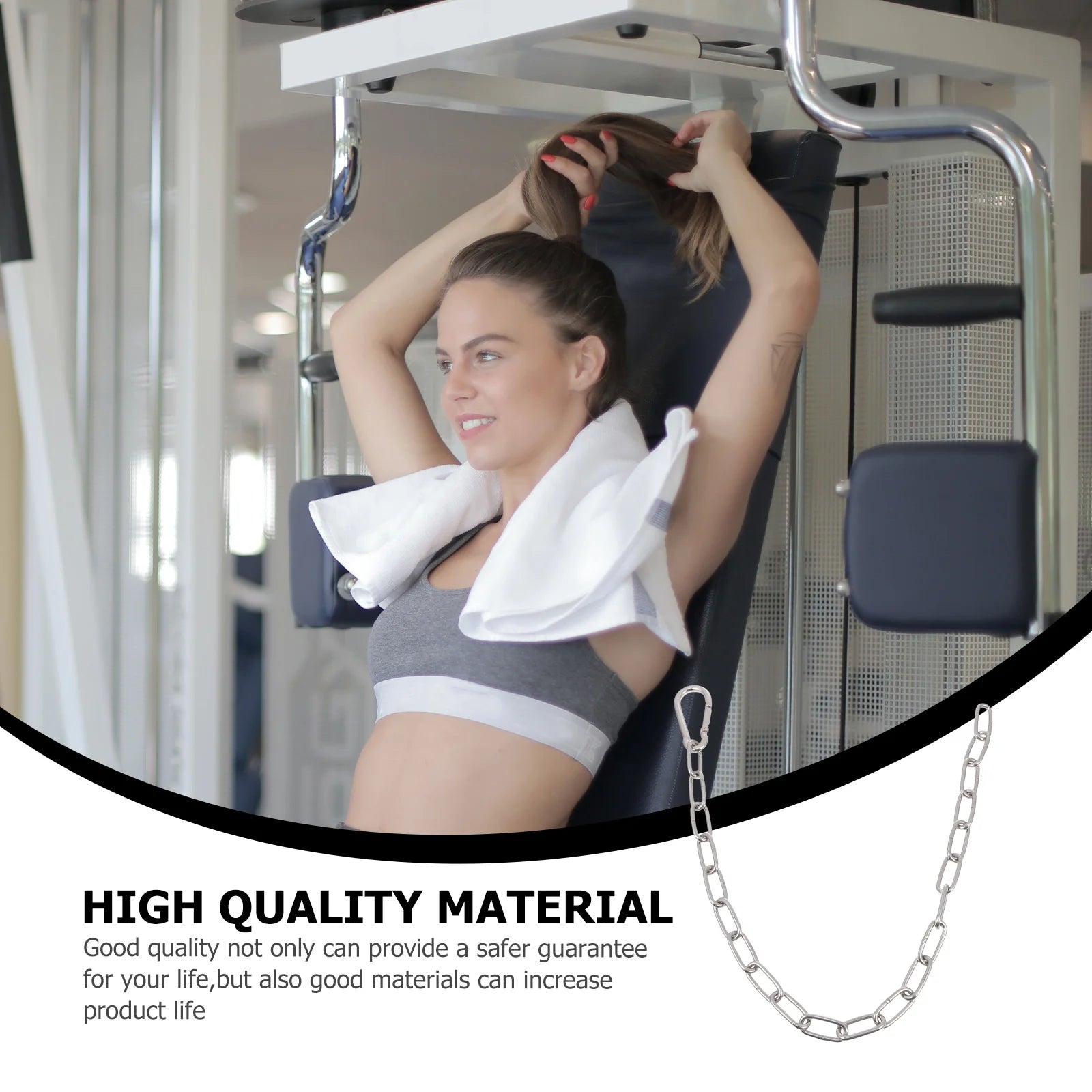 Chain Fitness Extension Gym Down Chains Duty Heavy Dual Workout Pulley Attachment Tricep Grip Triceps Bar Home Machine Cable
