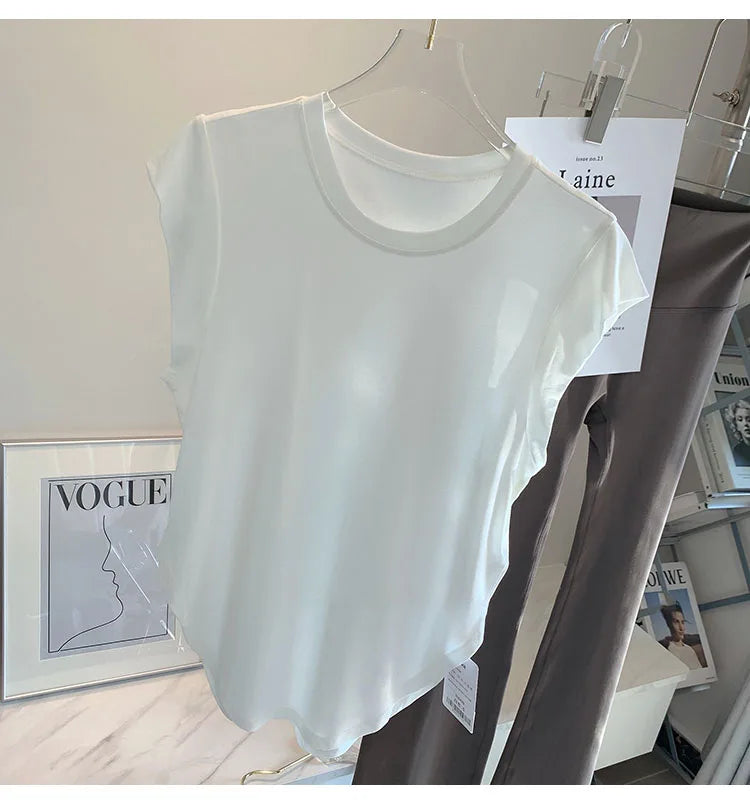 Women Yoga Top  Comfortable Fitness T-shirt Short Sleeve Round Neck  Breathable Gym Clothes Blouse