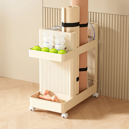 Gym Equipment Holder with Wheels Sports Equipment Storage Rack Yoga Mat Storage Basket Fitness Equipment Sports Tools Organizer