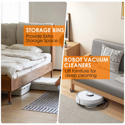 8/16Pcs Furniture Risers Plastic Stackable Bed Raising Blocks with Nonslip Bottom Stable Desk Leg Riser for Sofa Washing Machine