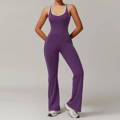 Seamless Yoga Jumpsuits Sports Fitness Peach Hip Backless wide-leg trousers One-Piece Workout Clothe Gym Bodysuit for Women