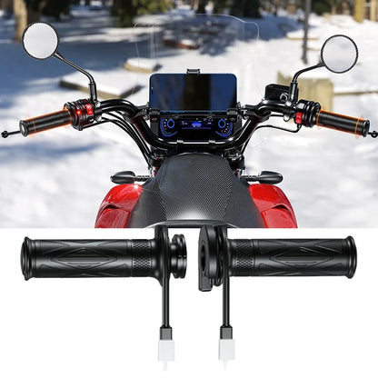 Motorcycle Hot Grip Motorbike ATV Scooter Electric Heated Grips 22mm 7/8" Handlebar Hand Warmer 5-Gear Adjustable Temperature