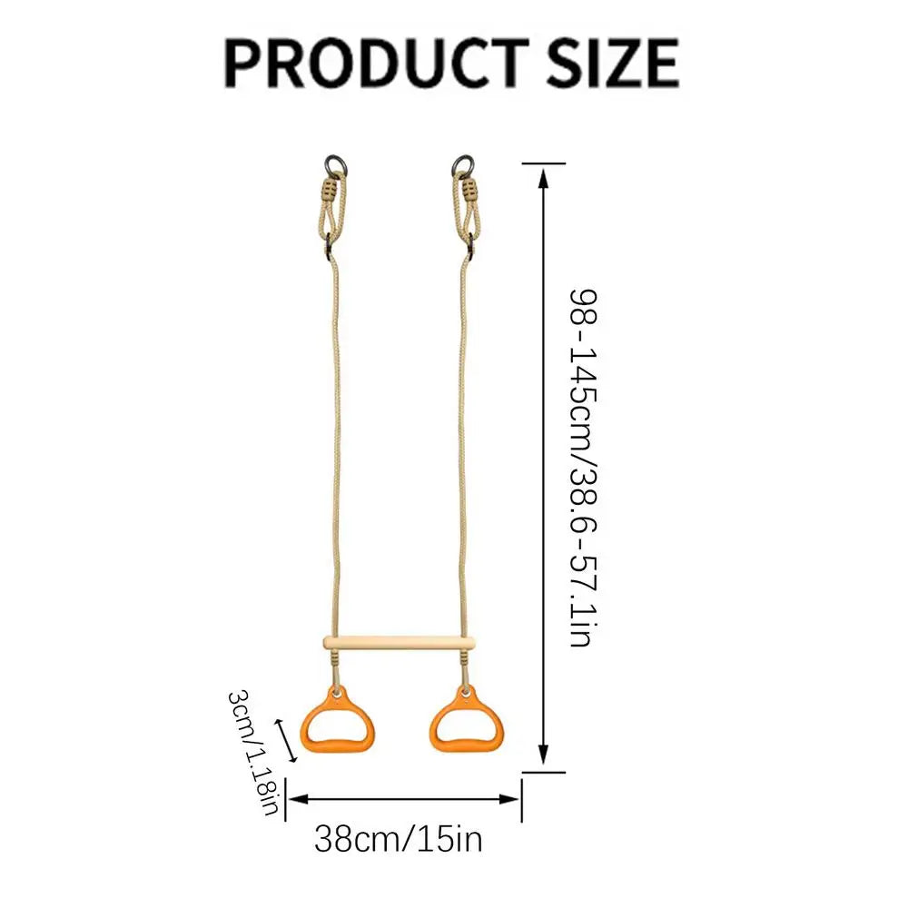Trapeze Swing Gym Equipment Rings Bar Adjustable Sensory Ergonomic Stable Game For Kids Adults Children Backyard Playground