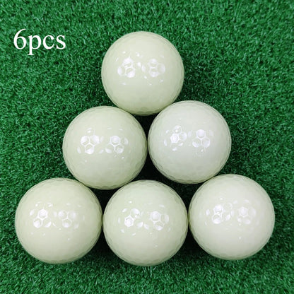6PCS Glow-in-Dark Golf Balls Synthetic Rubber Night Practice Training Balls for Evening Course with High Visibility Fluorescent