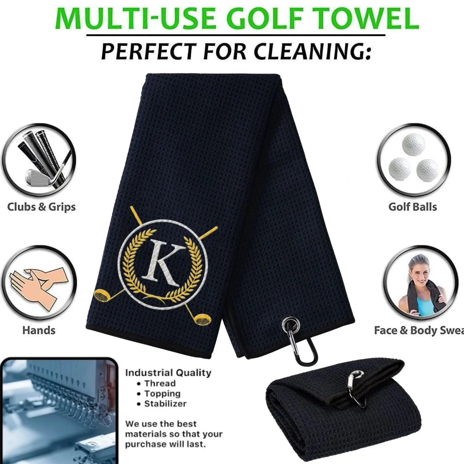 Funny Microfiber Premium Golf Towel, Embroidered Golf Towels for Golf Bags for Men&Women, Golf Accessories for Men Golfers