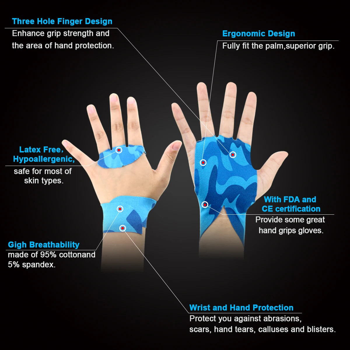 20 Piece Crossfit Hand Grips Athletic Gymnastics Weightlifting Bodybuilder Tape Portable Sport Protection Gloves Elastic Bandage