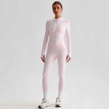 Yoga Jacket and Pants Set for Women Fitness Pilates Gym Wear Push Up Workout Activewear Outfit