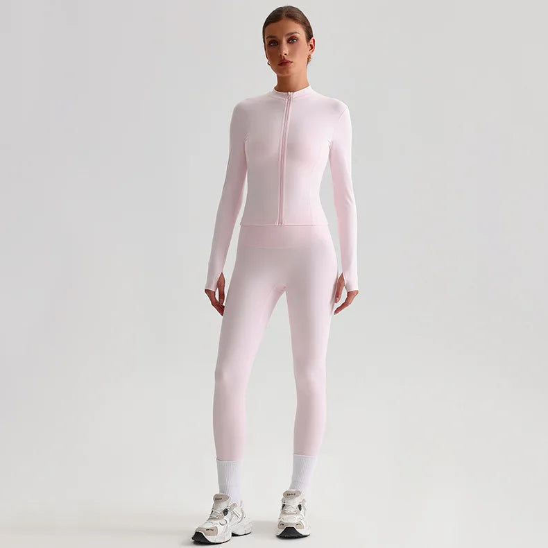 Yoga Jacket and Pants Set for Women Fitness Pilates Gym Wear Push Up Workout Activewear Outfit