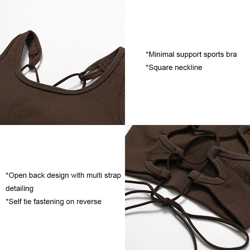 Yoga Sports Bras for Women Open Back Design Padded Crop Top Fitness Push Up Workout Running Gym Tops