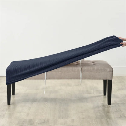 1pc Elastic Ottoman Cover Rectangle All-inclusive Stool Covers Solid Piano Bench Seat Covers Anti-dirty Removable Home Decor