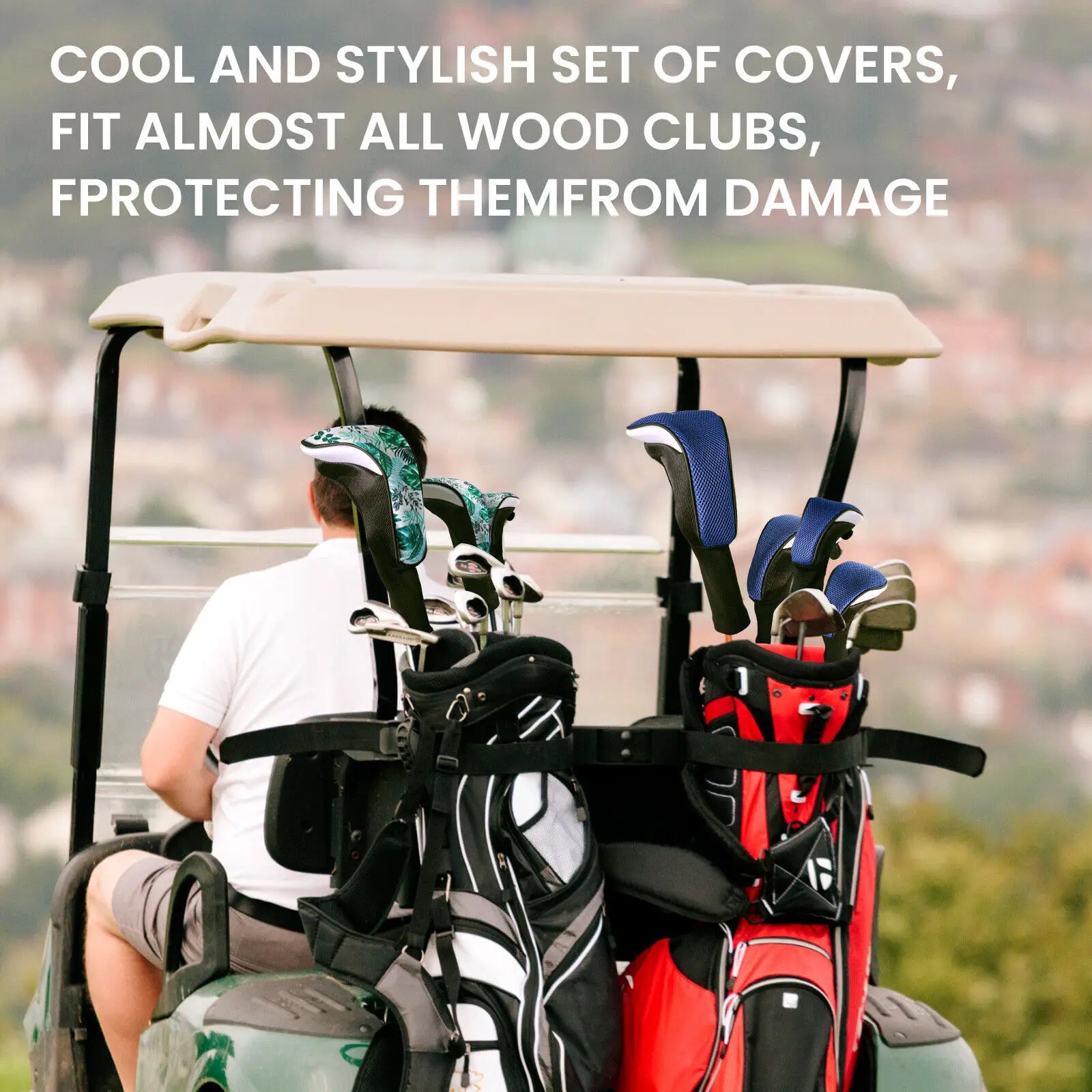 Golf Club Head Covers for Woods Driver Fairway Hybrid Value 4 Pack, Long Headcover Interchangeable Accessories