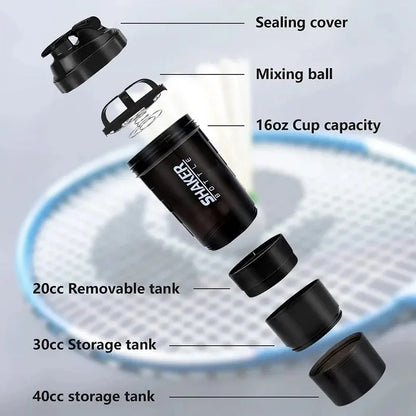 3 Layers Shaker Protein Bottle Powder Shake Cup Water Bottle Plastic Mixing Cup Body Building Exercise Bottles