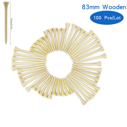 Golf Tees Package of 100 Bamboo Wooden Tees 42mm 54mm 70mm 83mm Length Golf Ball Holder Drop Ship