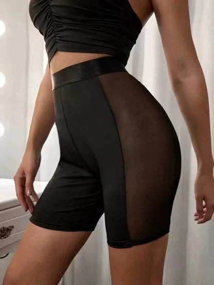 Yoga gym pants, sports shorts, mesh hot pants, sexy elastic leggings, women's shorts
