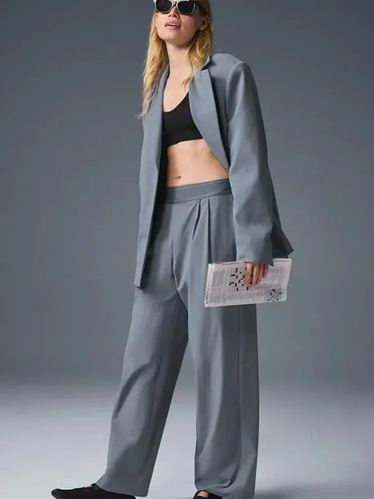 2025 Sports Yoga Pants Women High Waist Summer Casual Straight Leg Pants Comfortable Versatile Solid Trousers Women Clothing